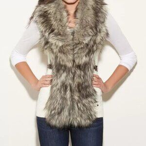 Guess ViVi Sweater Faux Fur Sweater Vest Sz L
